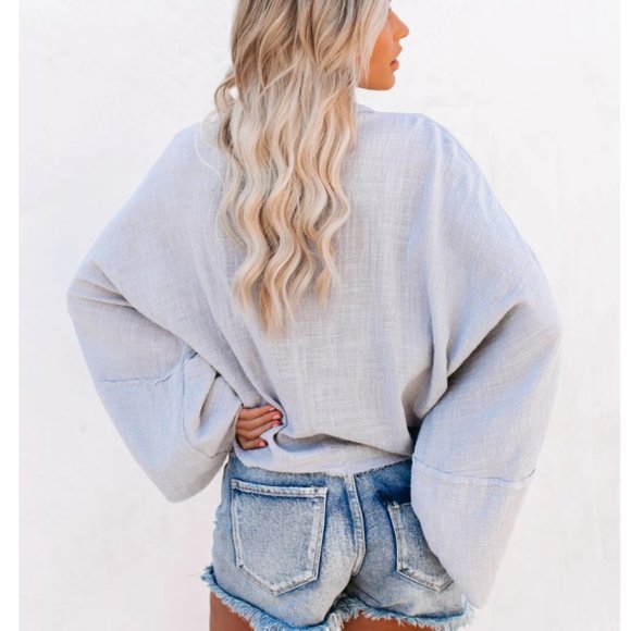 SOLICE Tie Front Beach Blouse - Picture 3 of 16